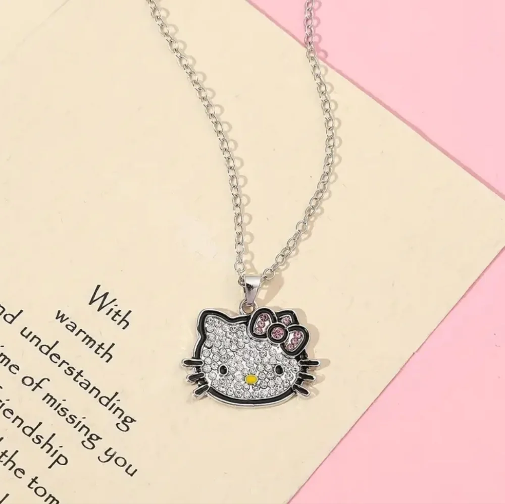 Hello Kitty Crystal Rhinestone Pendant Necklace